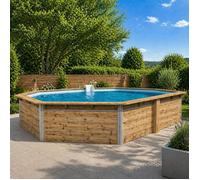 Piscine bois WATERCLIP octogonale 590x420x111 cm LUCON - 19m³ - filtration incluse - montage rapide 2h