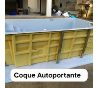 Piscine coque TROIE 35 : Version autoportante + LUXE pièces à sceller sans filtration