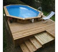 Piscine en bois Azura 400 x 750 x 130 cm H - Liner beige