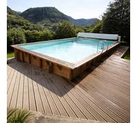Piscine en bois Linéa 350 x 650 x 140 cm - Liner gris