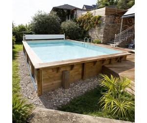 Piscine en bois Linéa 500 x 800 x 140 cm - Liner gris