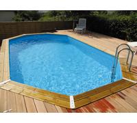 Ubbink Piscine en bois OCEA octogonale 400x610x130 cm Liner bleu Filtre à sable