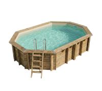 Piscine Ubbink bois Azura - 355 x 490 x H 130 cm (Filtre à sable) - Liner beige 75/100 ème