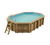 Piscine Ubbink bois Azura - 355 x 490 x H 130 cm (Filtre à sable) - Liner bleu 75/100 ème