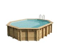 Ubbink Piscine en bois Azura 610 x 400 x H 120 cm – Filtre à sable – Liner bleu 75/100ème
