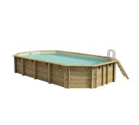 Piscine en bois octogonale Ubbink Azura 7,50 x 4,00 x 1,30 m - Liner Beige