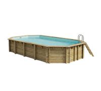 Piscine en bois octogonale Ubbink Azura 7,50 x 4,00 x 1,30 m - Liner Bleu