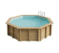 Piscine en bois octogonale Ubbink Océa 4,30 x 1,20 m - Liner Bleu