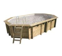 Piscine en bois octogonale Ubbink Océa 400 x 610-Gris