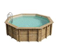 Piscine en bois octogonale Ubbink Océa 5,10 x 1,20 m - Liner Beige