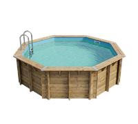Piscine en bois octogonale Ubbink Océa 5,10 x 1,20 m - Liner Bleu