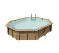 Piscine en bois octogonale Ubbink Océa 5,50 x 3,55 x 1,20 m - Liner Beige