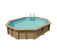 Piscine en bois octogonale Ubbink Océa 5,50 x 3,55 x 1,20 m - Liner Bleu