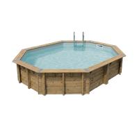 Piscine Ubbink bois Océa - 355 x 550 x H 120 cm (Filtre à sable) - Liner gris 75/100 ème