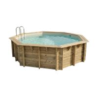Piscine en bois octogonale Ubbink Océa 5,80 x 1,30 m - Liner Beige