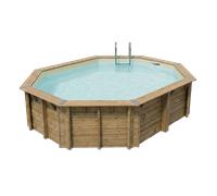 Piscine en bois octogonale Ubbink Océa 6,10 x 4,00 x 1,30 m - Liner Beige