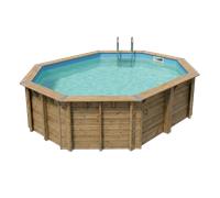 Piscine en bois octogonale Ubbink Océa 6,10 x 4,00 x 1,30 m - Liner Bleu