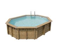 Piscine en bois octogonale Ubbink Océa 6,10 x 4,00 x 1,30 m - Liner Gris