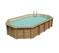 Piscine en bois octogonale Ubbink Océa 8,60 x 4,70 x 1,30 m - Liner Beige