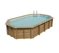Piscine en bois octogonale Ubbink Océa 8,60 x 4,70 x 1,30 m - Liner Gris