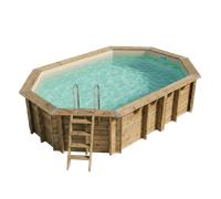 Piscine en bois octogonale Ubbink Sunwater 4,90 x 3,00 x 1,20 m - Liner Beige