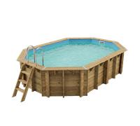 Piscine en bois octogonale Ubbink Sunwater 4,90 x 3,00 x 1,20 m - Liner Bleu