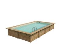 Ubbink Piscine bois Azura 505 x 350 x H 126 cm – Filtre à sable – Liner beige 75/100ème