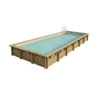 Piscine en bois rectangulaire Ubbink Linéa 11,00 x 5,00 x 1,40 cm - Liner Beige