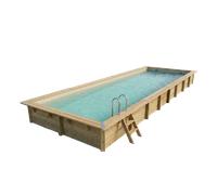 Piscine en bois rectangulaire Ubbink Linéa 15,50 x 3,50 x 1,55 m - Liner Beige