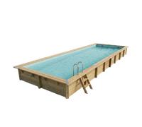 Ubbink Piscine bois Linéa 1550×350×H155 cm - Filtre à sable - Liner bleu 85/100ème