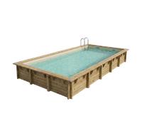 Piscine en bois rectangulaire Ubbink Linéa 8,00 x 5,00 x 1,40 m - Liner Beige