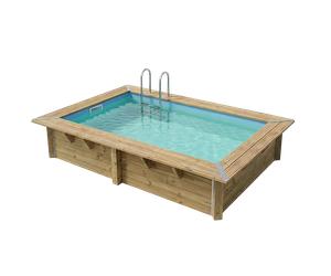 Piscine en bois rectangulaire Ubbink Sunwater 3,50 x 2,00 x 0,71 m - Liner Bleu
