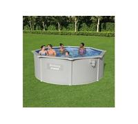 Bestway Piscine Encadrée Hors Sol ronde Hydrium Jardin Extérieur Arrière-cour Echelle de Piscine Filtre à Sable Bâche de Sol 360x120 cm Gris G