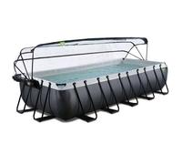 Piscine EXIT Black Leather 540x250x100cm avec pompe filtrante à sable et dôme - noir