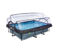 Piscine EXIT Stone 300x200x65cm avec pompe filtrante et dôme - grise
