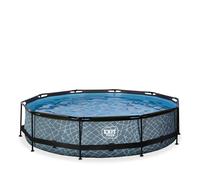 EXIT TOYS Piscine Hors Sol Tubulaire Ronde ø 360 x 76 cm avec Pompe Filtrante - pour Enfants - Structure Stable - Certifiée TÜV CE en 16582 - Stone Pool - Gris