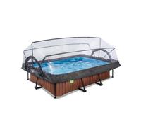 Piscine EXIT Wood 220x150x65cm avec pompe filtrante et dôme - marron