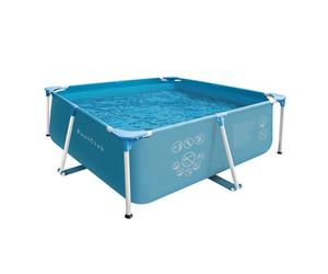 Piscine Familiale Ossature Métal Antirouille Carrée Poolclub 1,85x1,85x0,59m, Bâche PVC 3 Couches