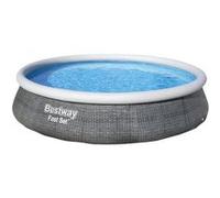 Bestway Piscine hors-sol Fast Set 57376 – Ronde 396 x 84 cm, motif rotin gris, pompe de filtration