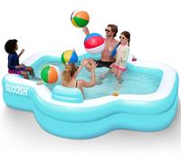 Piscine gonflable avec sièges, dimensions 305 x 257 x 66 cm, piscine familiale hors-sol avec repose-têtes et porte-gobelets, idéale pour les fêtes d'été et les enfants