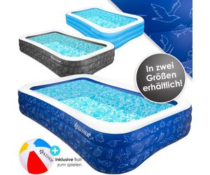 Piscine gonflable familiale anthracite - KESSER - Modèle 2 4 mètres - 240 x 142 x 56 cm - 613 litres - PVC - 0 4 mm