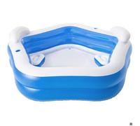 Piscine gonflable ronde 213 x 206 cm - Hauteur 69 cm - Capacité 575L - Vinyle robuste - 2 porte-gobelets et coussins inclus