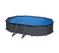 Piscine Gre acier ovale Antracita - 527 x 500 x H 132 cm (Filtre à sable)