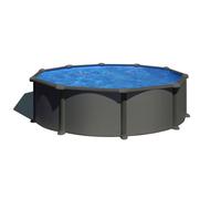 Piscine Gre acier ronde Anthracite - Ø 370 x H 132 cm (Filtre à sable)