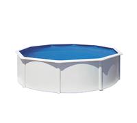 GRE - Kit Piscine hors sol acier ronde blanche Ø370 x 132 cm (Livrée avec filtre à sable et échelle)