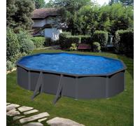 Piscine ovale acier Gré Louko Gris Anthracite - 7,30 x 3,75 x 1,20 m