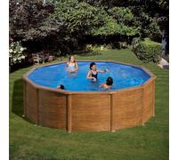 Piscine hors sol acier aspect bois Alto Eco-Ronde Diam 3.50m - H 1.20m