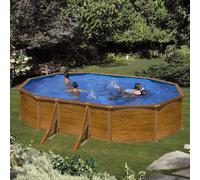 Piscine hors sol acier aspect bois Alto - Ovale 5.00mx3.00m-H 1.20m - skimmer motorisé