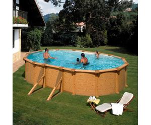 Piscine hors sol acier aspect bois Alto -Ovale 5.00mx3.00m-H 1.32m