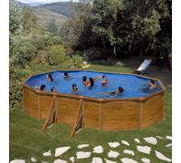 Piscine hors sol acier aspect bois Piscineo Alto Eco 6.10x3.75mx1.20m